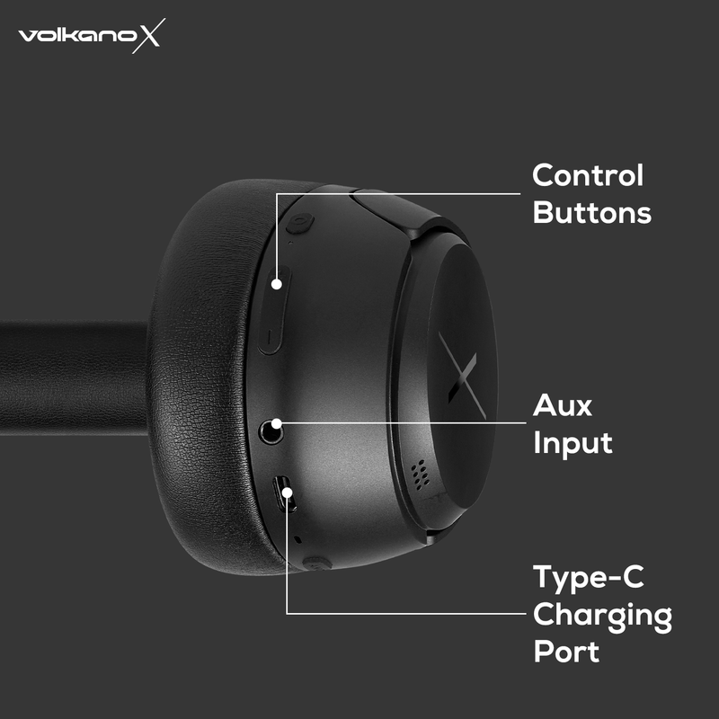 VolkanoX VXH300 Bluetooth Headphones with Hybrid ANC - Black