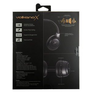 VolkanoX VXH300 Bluetooth Headphones with Hybrid ANC - Black