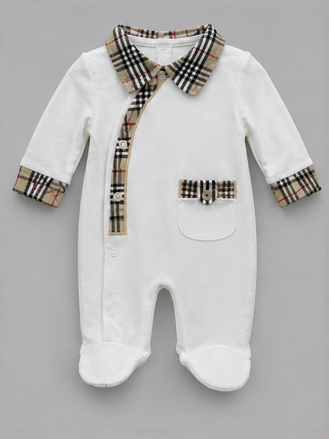 Baby Boy Cotton Jersey Romper with Contrast Design - Image 2