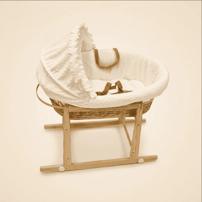 Moses Basket with Wooden Stand - Complete Set