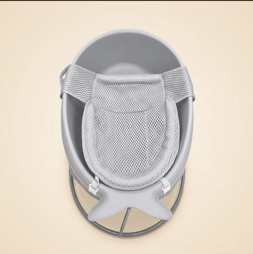 Whale-Shaped Baby Bath Support Seat - Grey
