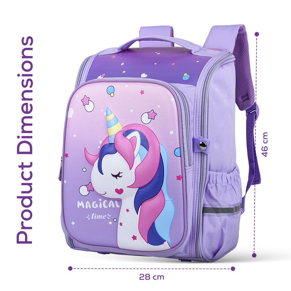 Cocobee - Cute Unicorn Printed Backpack, 15 Inches, Adjustable Straps – Purple