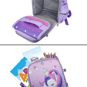 Cocobee - Cute Unicorn Printed Backpack, 15 Inches, Adjustable Straps – Purple