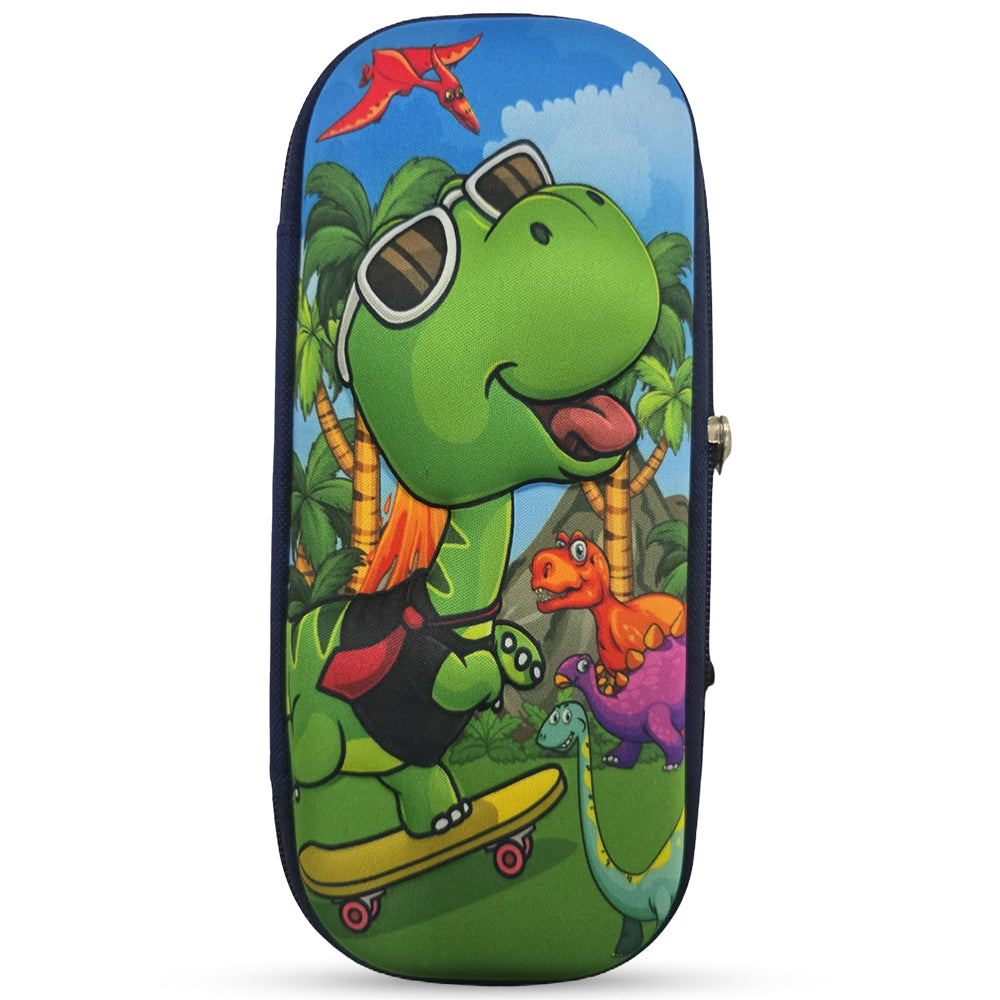Cocobee Dino On Skate Pencil Case With Internal Mesh Pocket, Sturdy Build, Zipper Closure – Boys, 3+ Years, Multicolor