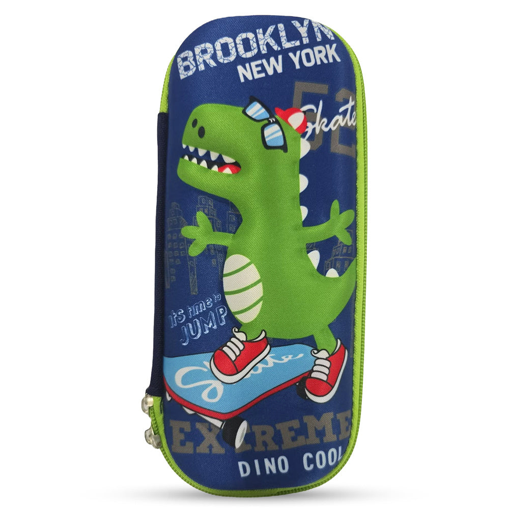 Cocobee Cool Dino Pencil Case With Internal Mesh Pocket, Sturdy Build, Zipper Closure – Boys, 3+ Years, Multicolor