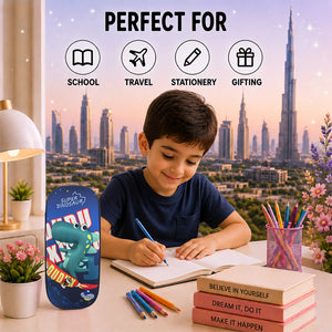 Cocobee Super Dino Pencil Case With Internal Mesh Pocket, Sturdy Build, Zipper Closure – Boys, 3+ Years, Multicolor
