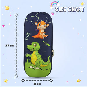 Cocobee Dino Baby Pencil Case With Internal Mesh Pocket, Sturdy Build, Zipper Closure – Boys, 3+ Years, Multicolor