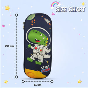 Cocobee Space Dino Pencil Case With Internal Mesh Pocket, Sturdy Build, Zipper Closure – Boys, 3+ Years, Multicolor