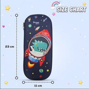Cocobee Dino UFO Pencil Case With Internal Mesh Pocket, Sturdy Build, Zipper Closure – Boys, 3+ Years, Multicolor