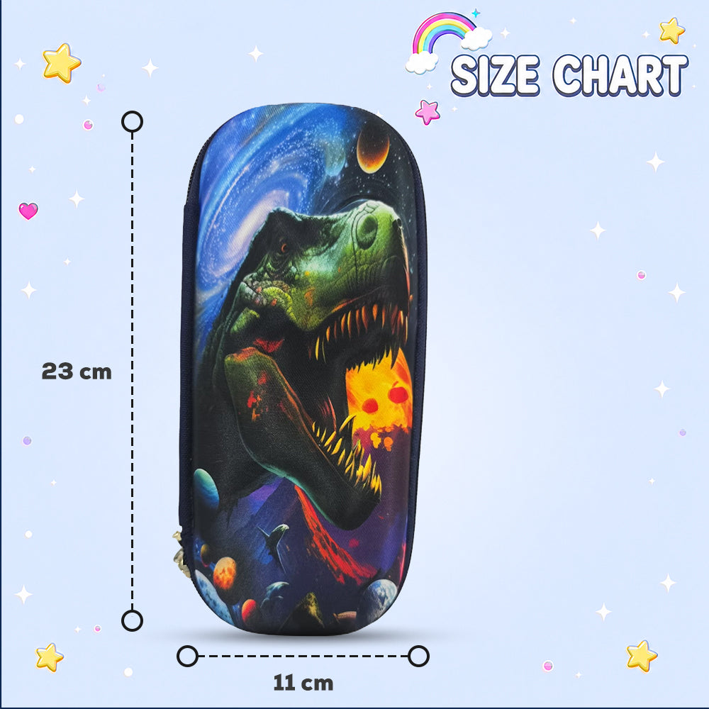 Cocobee Trex Pencil Case With Internal Mesh Pocket, Sturdy Build, Zipper Closure – Boys, 3+ Years, Multicolor