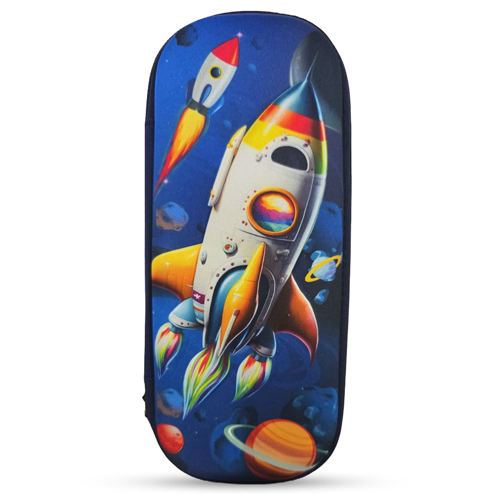 Cocobee Spaceship Pencil Case With Internal Mesh Pocket, Sturdy Build, Zipper Closure – Boys, 3+ Years, Multicolor