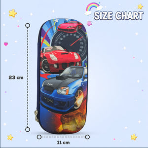 Cocobee Cars Pencil Case With Internal Mesh Pocket, Sturdy Build, Zipper Closure – Boys, 3+ Years, Multicolor