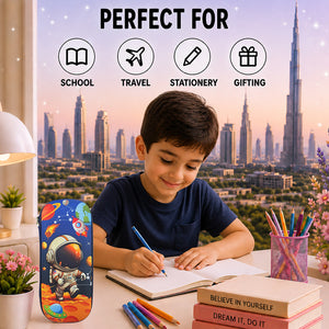 Cocobee Astronaut Pencil Case With Internal Mesh Pocket, Sturdy Build, Zipper Closure – Boys, 3+ Years, Multicolor
