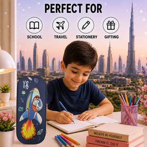 Cocobee Space Universe Pencil Case With Internal Mesh Pocket, Sturdy Build, Zipper Closure – Boys, 3+ Years, Multicolor