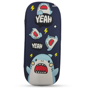 Cocobee Yeah Shark Pencil Case With Internal Mesh Pocket, Sturdy Build, Zipper Closure – Boys, 3+ Years, Multicolor