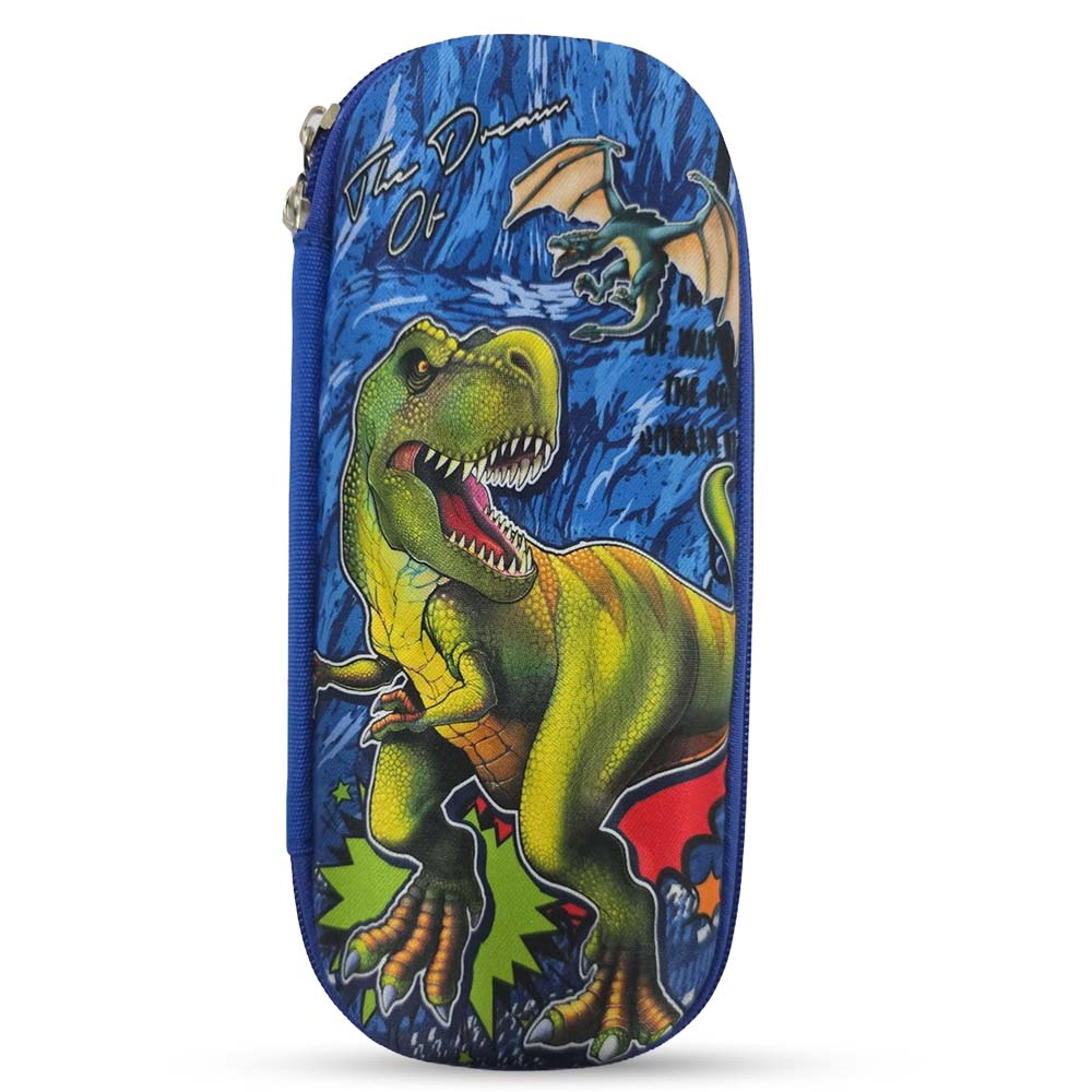 Cocobee Dino Roar Pencil Case With Internal Mesh Pocket, Sturdy Build, Zipper Closure – Boys, 3+ Years, Multicolor