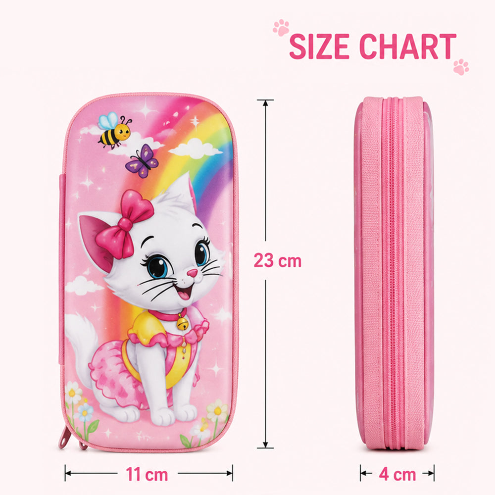 Cocobee Cat Pencil Case With Internal Mesh Pocket, Sturdy Build, Zipper Closure – Girls, 3+ Years, Multicolor