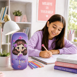 Cocobee Princess Blue Pencil Case With Internal Mesh Pocket, Sturdy Build, Zipper Closure – Girls, 3+ Years, Multicolor