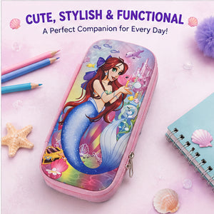Cocobee Mermaid Pencil Case With Internal Mesh Pocket, Sturdy Build, Zipper Closure – Girls, 3+ Years, Multicolor