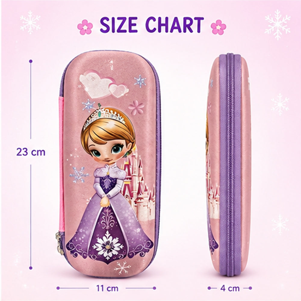 Cocobee Princess Pencil Case With Internal Mesh Pocket, Sturdy Build, Zipper Closure – Girls, 3+ Years, Multicolor