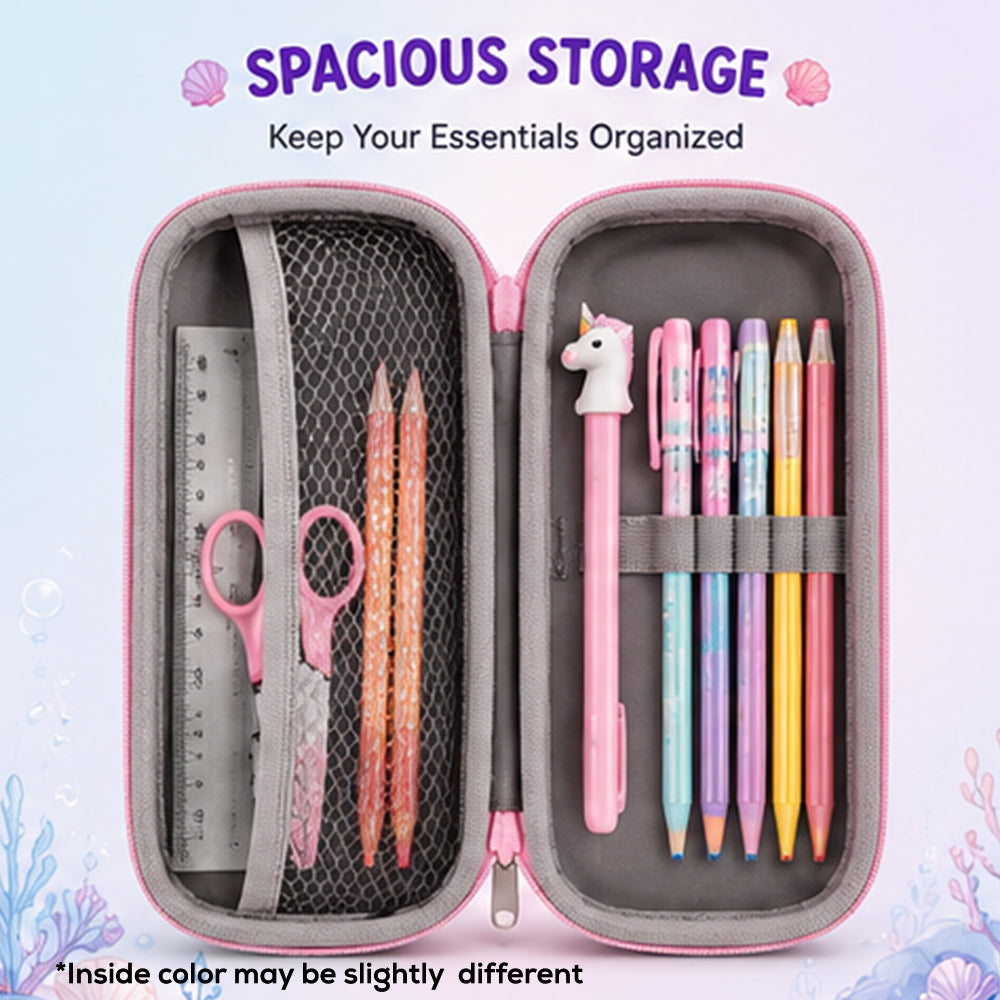 Cocobee Pearl Princess Pencil Case With Internal Mesh Pocket, Sturdy Build, Zipper Closure – Girls, 3+ Years, Multicolor