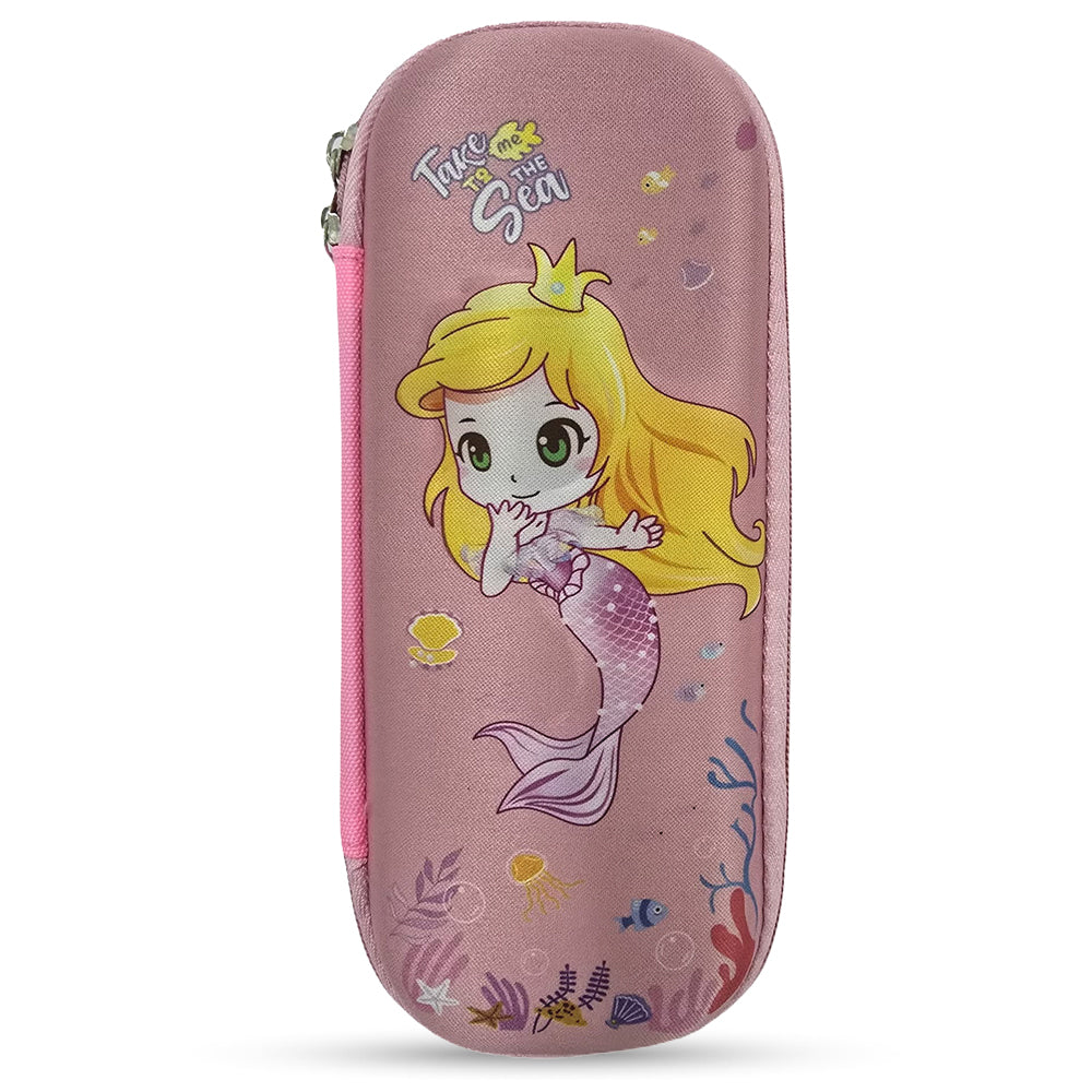 Cocobee Mermaid Princess Pencil Case With Internal Mesh Pocket, Sturdy Build, Zipper Closure – Girls, 3+ Years, Multicolor