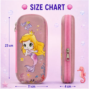 Cocobee Mermaid Princess Pencil Case With Internal Mesh Pocket, Sturdy Build, Zipper Closure – Girls, 3+ Years, Multicolor