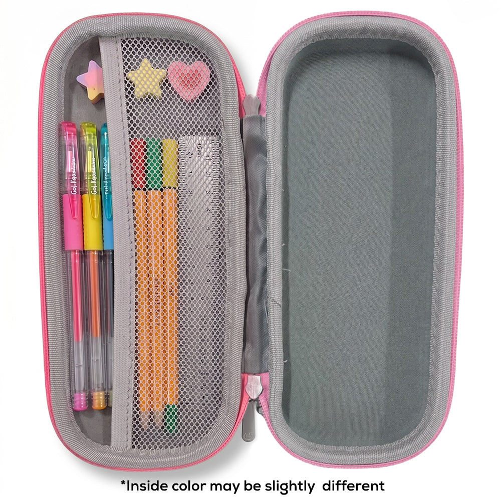 Cocobee Pink Princess Pencil Case With Internal Mesh Pocket, Sturdy Build, Zipper Closure – Girls, 3+ Years, Multicolor