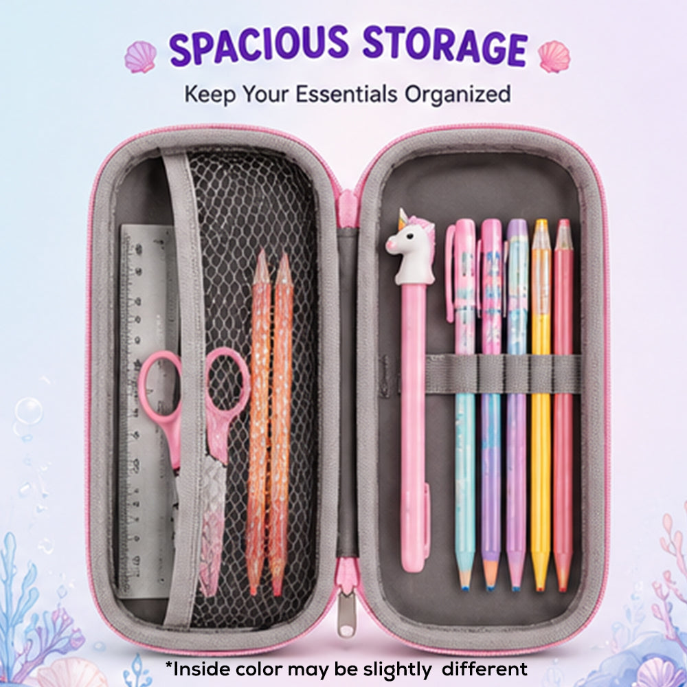 Cocobee Unicorn Pencil Case With Internal Mesh Pocket, Sturdy Build, Zipper Closure – Girls, 3+ Years, Multicolor
