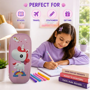 Cocobee Unicorn Pencil Case With Internal Mesh Pocket, Sturdy Build, Zipper Closure – Girls, 3+ Years, Multicolor