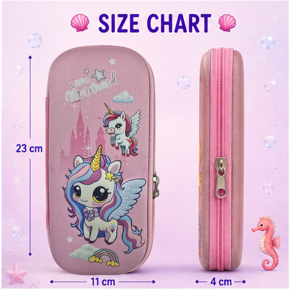 Cocobee Little Unicorns Pencil Case With Internal Mesh Pocket, Sturdy Build, Zipper Closure – Girls, 3+ Years, Multicolor