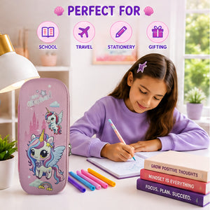 Cocobee Little Unicorns Pencil Case With Internal Mesh Pocket, Sturdy Build, Zipper Closure – Girls, 3+ Years, Multicolor