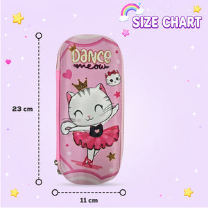 Cocobee Dancing Cat Pencil Case With Internal Mesh Pocket, Sturdy Build, Zipper Closure – Girls, 3+ Years, Multicolor