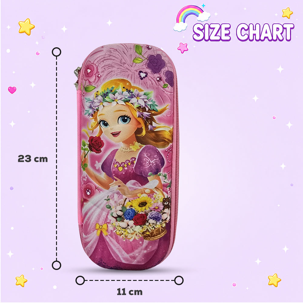 Cocobee Flora Princess Pencil Case With Internal Mesh Pocket, Sturdy Build, Zipper Closure – Girls, 3+ Years, Multicolor