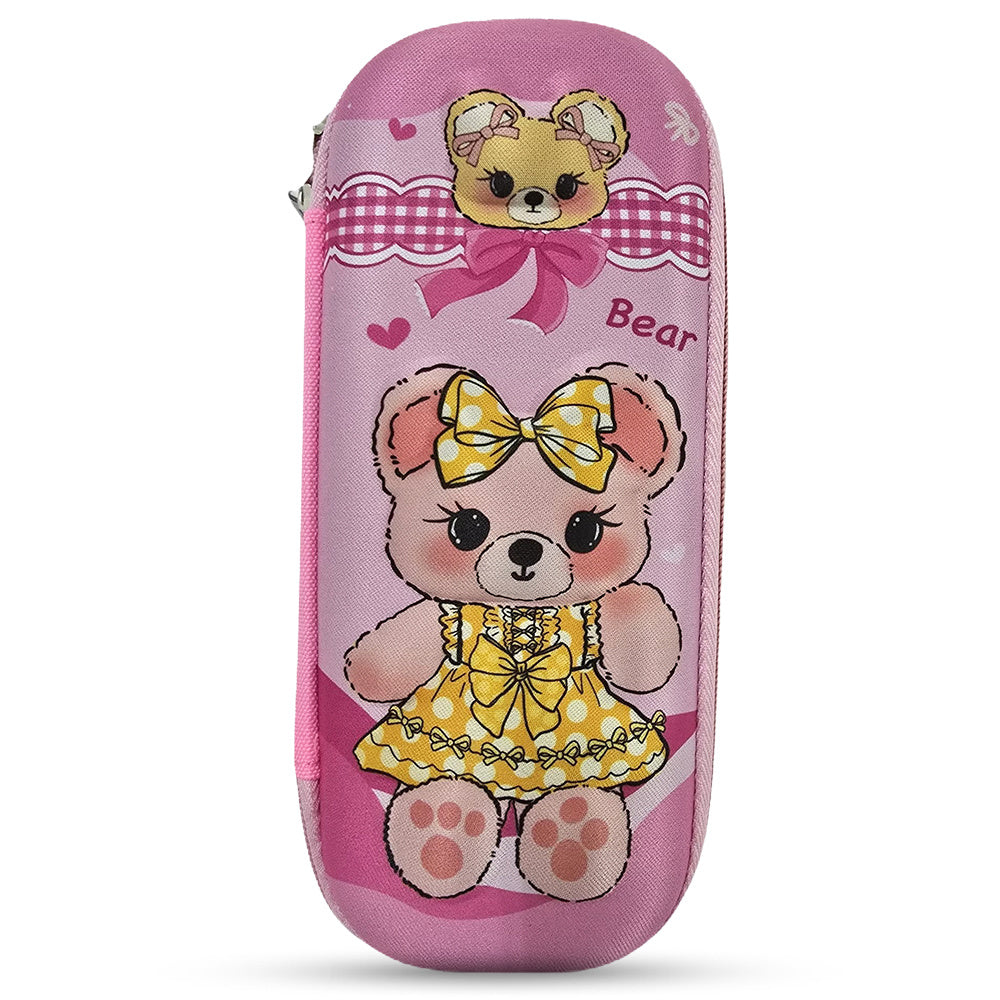 Cocobee Bear Pencil Case With Internal Mesh Pocket, Sturdy Build, Zipper Closure – Girls, 3+ Years, Multicolor