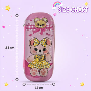 Cocobee Bear Pencil Case With Internal Mesh Pocket, Sturdy Build, Zipper Closure – Girls, 3+ Years, Multicolor