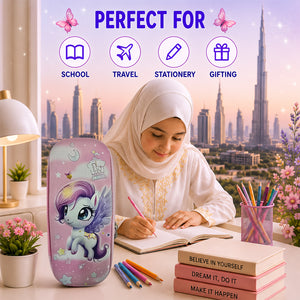 Cocobee Unicorn Fairy Pencil Case With Internal Mesh Pocket, Sturdy Build, Zipper Closure – Girls, 3+ Years, Multicolor
