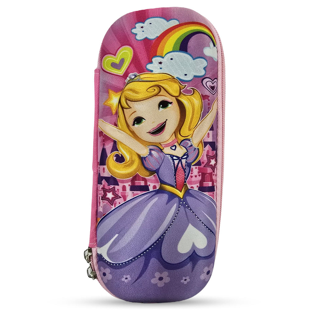 Cocobee Happy Princess Pencil Case With Internal Mesh Pocket, Sturdy Build, Zipper Closure – Girls, 3+ Years, Multicolor