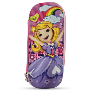 Cocobee Happy Princess Pencil Case With Internal Mesh Pocket, Sturdy Build, Zipper Closure – Girls, 3+ Years, Multicolor