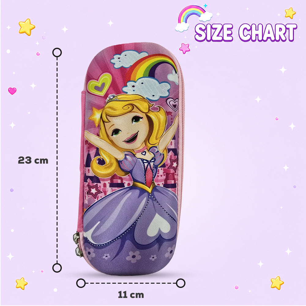Cocobee Happy Princess Pencil Case With Internal Mesh Pocket, Sturdy Build, Zipper Closure – Girls, 3+ Years, Multicolor