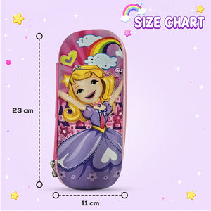 Cocobee Happy Princess Pencil Case With Internal Mesh Pocket, Sturdy Build, Zipper Closure – Girls, 3+ Years, Multicolor