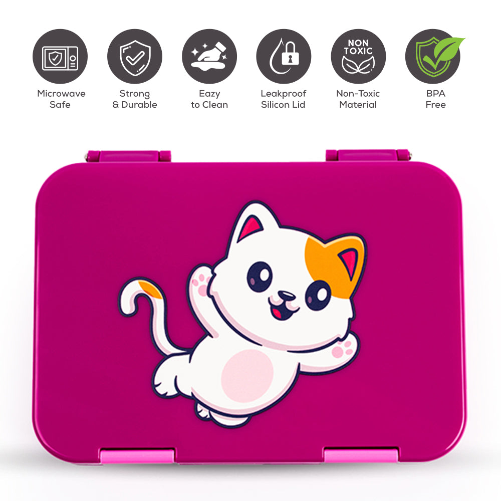 Cocobee-Bento Lunch Box, Bpa Free, Microwave Safe Removable Tray, 6 Adjustable Compartments, Leakproof, Lightweight, 22X15.5X5Cm, 1L, 3 Years+ - Dark Pink + Disney Mickey Mouse Plane Launcher Toy