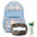 Cocobee Kids Backpack with Adjustable Strap & Bottle Pocket – 15 Inches, Pink + Oval Lunch Box + 500ml Green Stainless Steel Insulated Water Bottle