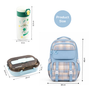 Cocobee Kids Backpack with Adjustable Strap & Bottle Pocket – 15 Inches, Pink + Oval Lunch Box + 500ml Green Stainless Steel Insulated Water Bottle