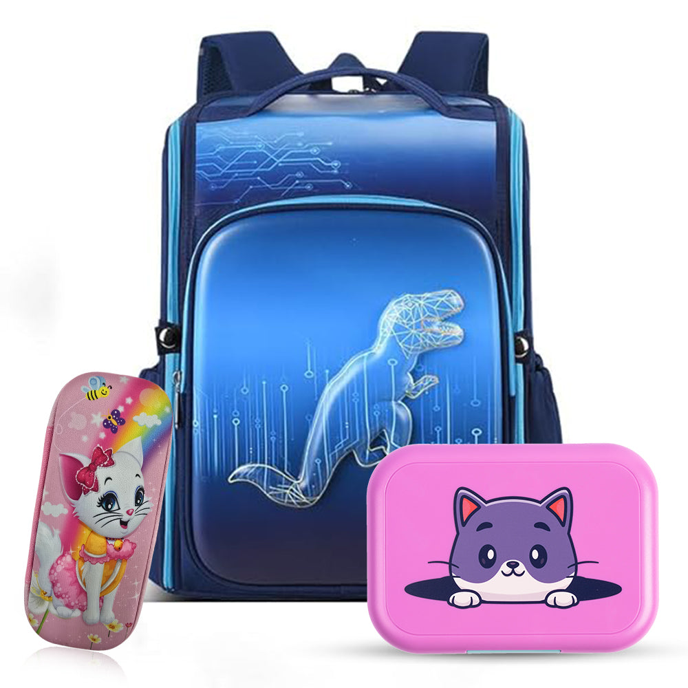 Cocobee-Stylish & Classic Backpack, 14.9 Inches, Comfortable Fit, Durable Design – Blue + Pencil Case  + Bento Lunch Box  765ml