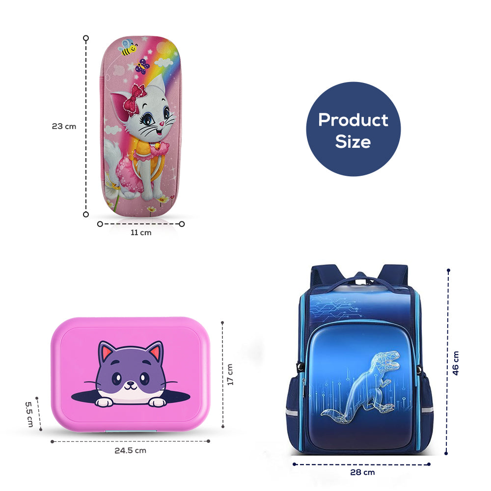 Cocobee-Stylish & Classic Backpack, 14.9 Inches, Comfortable Fit, Durable Design – Blue + Pencil Case  + Bento Lunch Box  765ml
