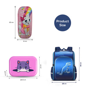 Cocobee-Stylish & Classic Backpack, 14.9 Inches, Comfortable Fit, Durable Design – Blue + Pencil Case  + Bento Lunch Box  765ml