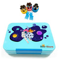 StarMarz Bento Glitter Lunch Box – 4-6 Compartments, 3 Sandwich Cutters, 2 Fruit Pickers, 1195Ml, Detachable Tray, Blue