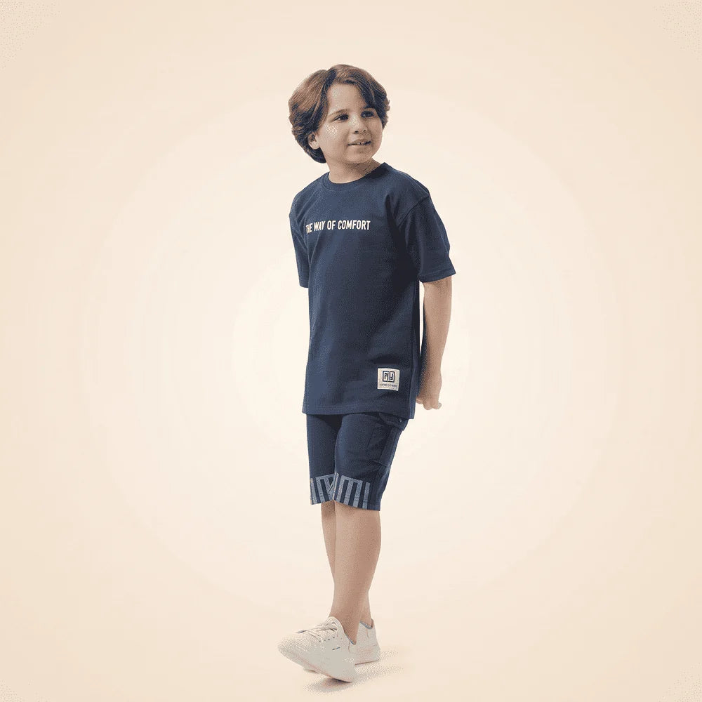 Boys'' T-Shirt & Shorts Set - Navy Blue