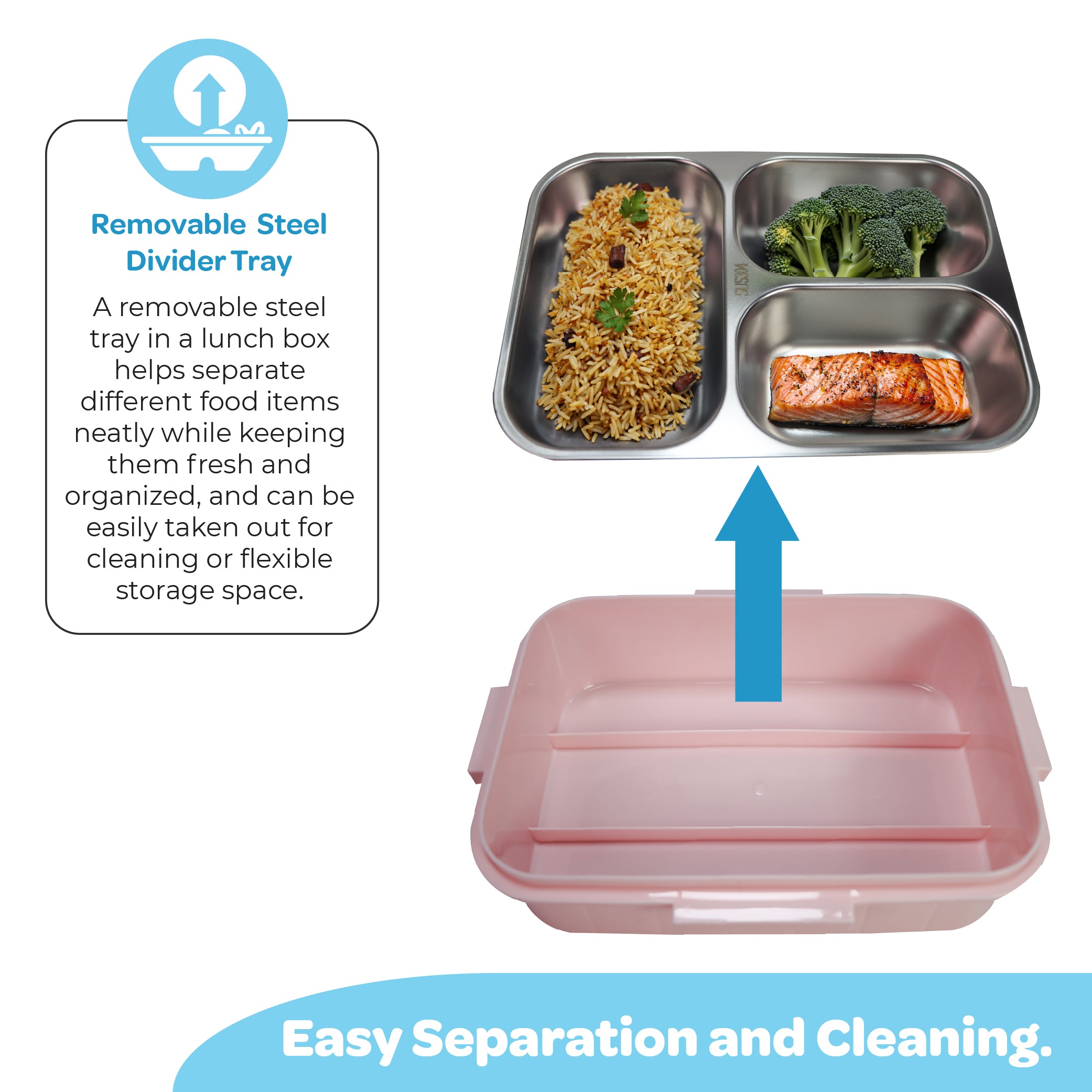 MOON Kids Lunch Box | PP + Stainless Steel Insulated Tiffin Box | Leak-Proof, BPA-Free, Durable School Lunch Box for Boys & Girls | Easy Open Clips | Food Safe Eco-Friendly Kids Meal Box